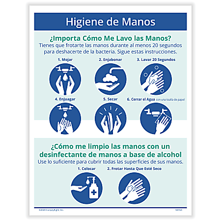 ComplyRight™ Corona Virus And Health Safety Posters, HAnd Hygiene Instructions, Spanish, 10" x 14", Set Of 3 Posters