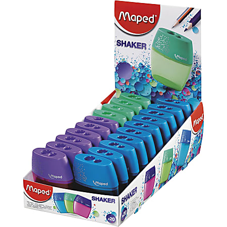 Maped USA 2-Hole Pencil Sharpeners, 2-13/16”H x 2-3/8”W x 15/16”D, Assorted Colors, Pack Of 20 Sharpeners