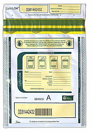 Tamper proof bank deposit bags store
