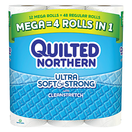 Quilted Northern® Ultra Soft & Strong® 2-Ply Bathroom Tissue Mega Rolls, White, 352 Sheets Per Roll, Pack Of 12 Rolls