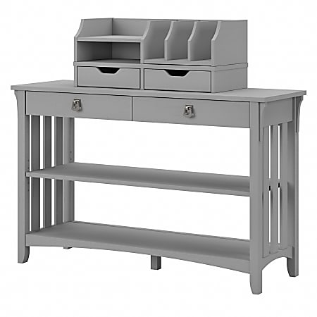 Bush® Furniture Salinas Console Table With Storage And Desktop Organizers, Cape Cod Gray, Standard Delivery