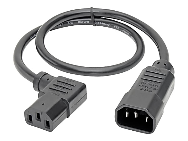 Eaton Tripp Lite Series Power Extension Cord, Right-Angle C13 to C14 PDU Style - 10A, 250V, 18 AWG, 2 ft. (0.61 m), Black - Power extension cable - IEC 60320 C14 to power IEC 60320 C13 right-angled - AC 100-250 V - 13 A - 2 ft - molded - black