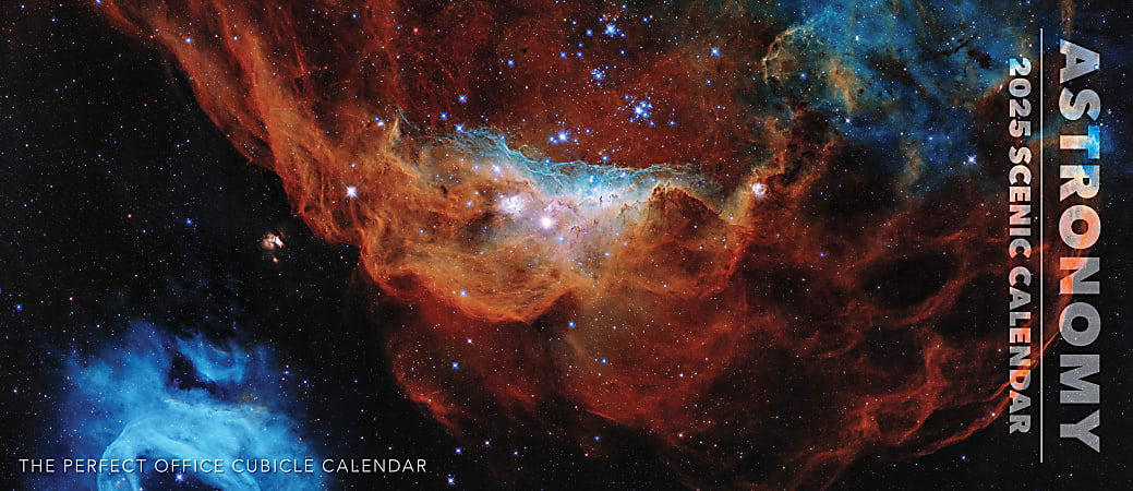 2025 Willow Creek Press Panoramic Monthly Wall Calendar, Scenic, 15” x 6-1/2”, Astronomy, January To December, 48276