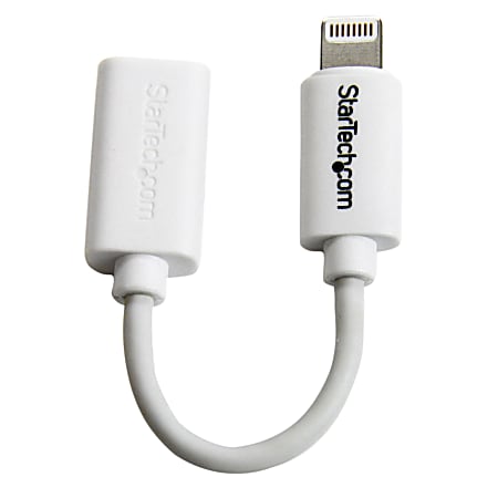 StarTech.com White Micro USB to Apple 8-pin Lightning Connector Adapter for iPhone / iPod / iPad - 4" Lightning/USB Data Transfer Cable for iPhone, iPod, iPad - First End: 1 x Lightning Male Proprietary Connector - Second End: 1 x Type B Female Micro USB