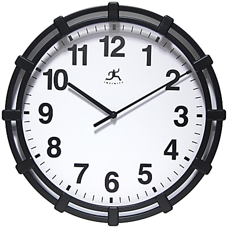 Infinity Instruments Skipper Wall Clock, 16"H x 16"W x 2"D, Black