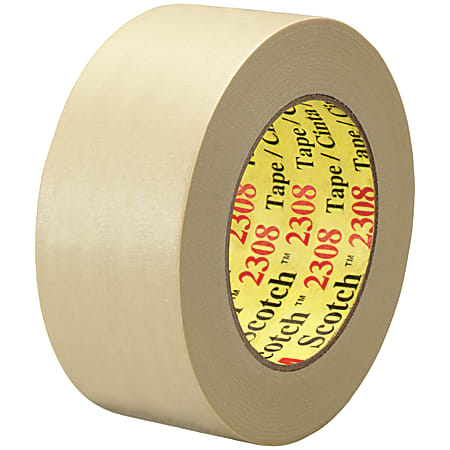 3M™ 2308 Masking Tape, 3" Core, 2" x 180', Natural, Pack Of 12