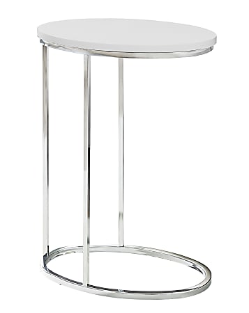 Monarch Specialties Xavier Accent Table, 25"H x 12"W x 18-1/2"D, White/Chrome