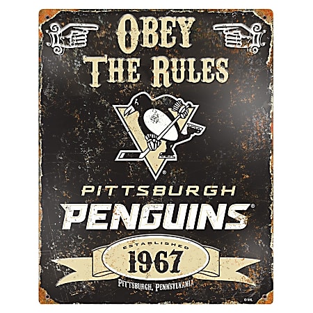 Party Animal Pittsburgh Penguins Embossed Metal Sign