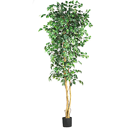 Nearly Natural 7'H Silk Ficus Tree With Pot, Green