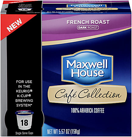 Maxwell House Cafe French Roast Coffee Single Serve Cups, 5.57 Oz., Box Of 18