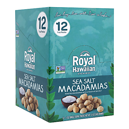 Royal Hawaiian Sea Salt Macadamia Nuts, 1 Oz, Box Of 12 Packs