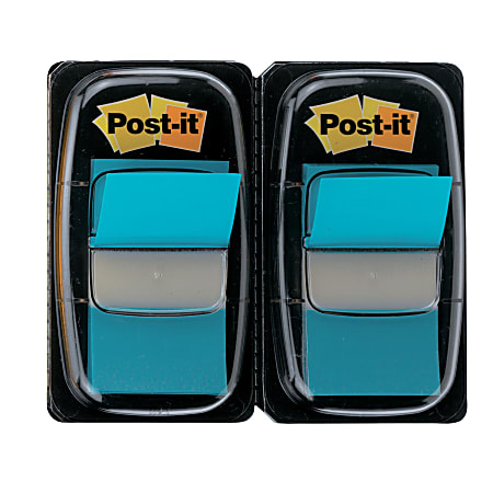 Post it® Flags, 1" x 1 7/10", Bright Blue, 50 Flags Per Pad, Pack Of 2 Pads