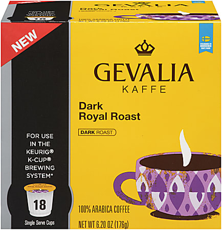 Gevalia Dark Royal Roast Coffee Single Serve Cups, 6.2 Oz., Box Of 18
