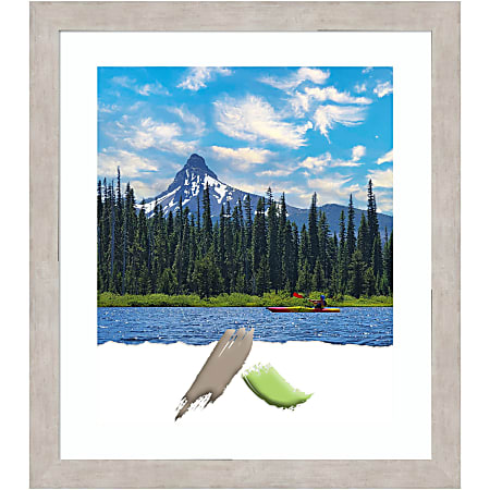 Amanti Art Rectangular Wood Picture Frame, 23” x 27” With Mat, Marred Silver