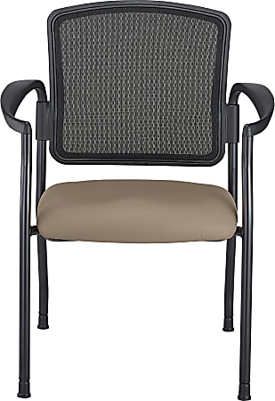 WorkPro® Spectrum Series Mesh/Vinyl Stacking Guest Chair With Antimicrobial Protection, With Arms, Beige, Set Of 2 Chairs, BIFMA Compliant