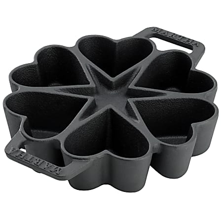 Martha by Martha Stewart 6-Cup Heart Mold Pre-Seasoned Cast Iron Pan, Black