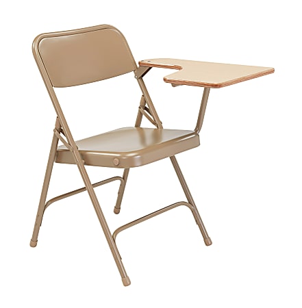 National Public Seating Folding Chair With Tablet Arm, Left, Beige, Set Of 2