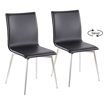 LumiSource Mason Upholstered Chairs, Black/Stainless Steel, Set