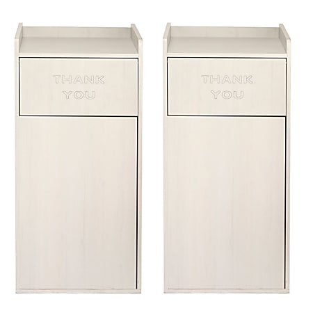 Alpine Industries Wood Commercial Tray Top Waste Enclosure Trash Receptacles, 40 Gallons, White, Pack Of 2 Receptacles