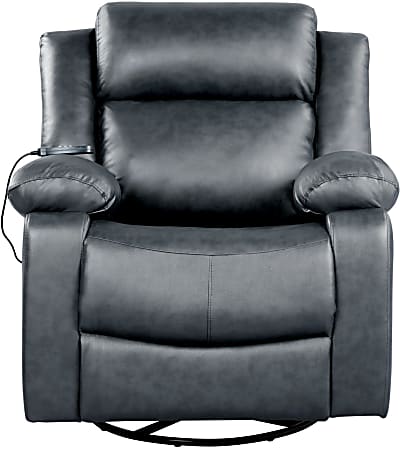 Lifestyle Solutions Relax A Lounger Indya Faux Leather Manual Swivel Recliner, Dark Gray