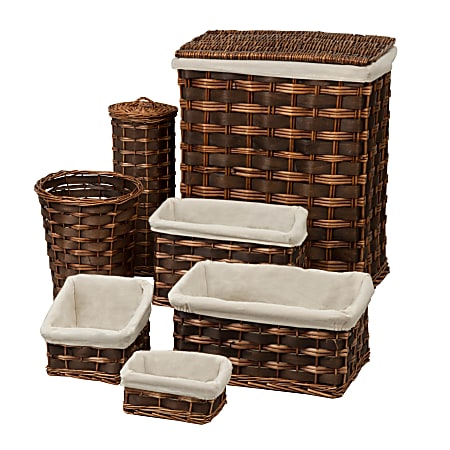 Honey-Can-Do 7-Piece Hamper And Bath Set, Chocolate Brown