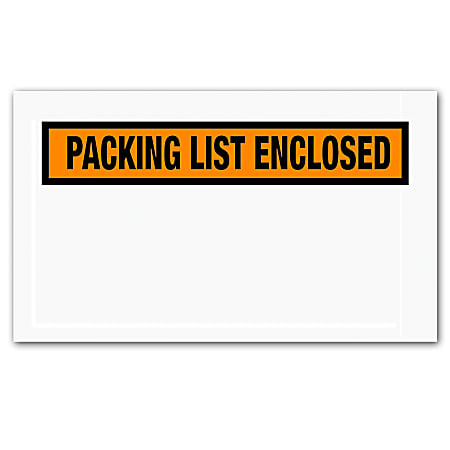 Tape Logic® "Packing List Enclosed" Envelopes, Panel Face, 5 1/2" x 10", Orange, Pack Of 1,000