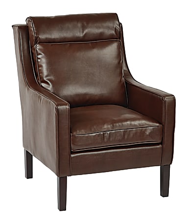 Office Star™ Avenue Six Colson Bonded Leather Accent Chair, Cocoa
