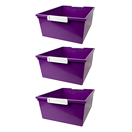 Romanoff Tattle Tray With Label Holder, 12 QT, Purple, Pack Of 3