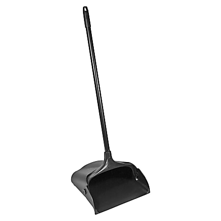 Rubbermaid Commercial LobbyPro Upright Dust Pan - 12.50" Wide - 31" Metal Handle - Plastic Pan - Black Pan - 6 / Carton