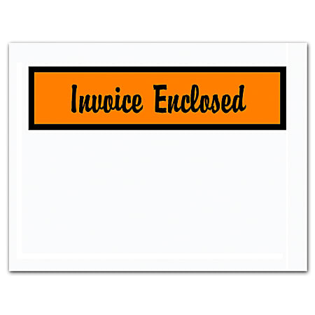 Tape Logic® "Invoice Enclosed" Envelopes, Panel Face, 4 1/2" x 6", Orange, Pack Of 1,000