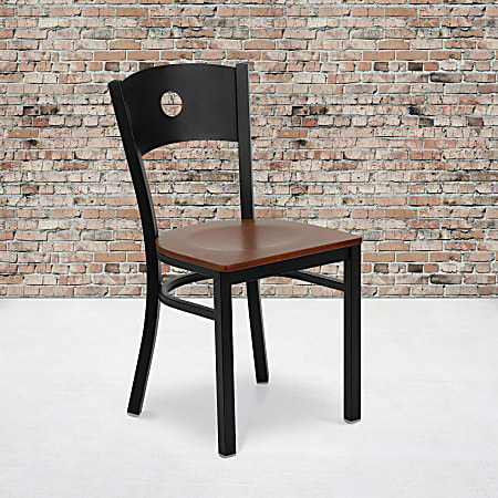 Flash Furniture Circle Back Metal Restaurant Chair, Cherry/Black
