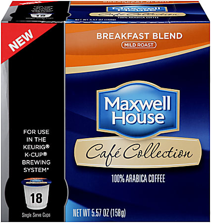 Maxwell House Breakfast Blend Coffee Single Serve Cups, 5.57 Oz., Box Of 18