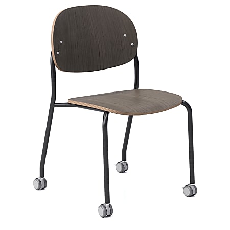 KFI Studios Tioga Laminate Guest Chair With Casters, Dark Chestnut/Black