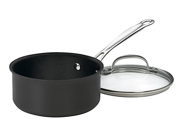 Cuisinart™ Chef's Classic Aluminum Non-Stick Saucepan With Cover, 0.4 Gallon, Black