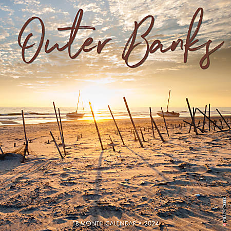 2024 Willow Creek Press Scenic Monthly Wall Calendar, 12" x 12", Outer Banks (North Carolina), January To December