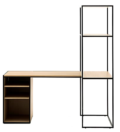 Allermuir Crate 65"W Tall Right-Hand L-Shaped Desk, Oak/Black