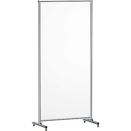 Lorell® Shelf Window Full-Protective Glass Screen With Casters, 36" x 78", Clear