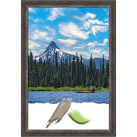 Amanti Art Picture Frame, 27" x 39", Matted For 24" x 36", Bark Rustic Char Narrow