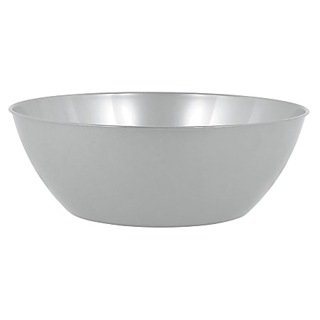 Amscan 10-Quart Plastic Bowls, 5" x 14-1/2", Silver, Set Of 3 Bowls