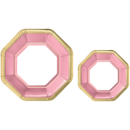 Amscan Octagonal Premium Plates, New Pink, 20 Plates Per Pack, Case Of 2 Packs