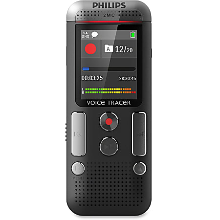 Philips Voice Tracer Audio Recorder (DVT2710/00) - 8 GBmicroSD Supported - 1.8" LCD - MP3, WAV - Headphone - 2280 HourspeaceRecording Time - Portable