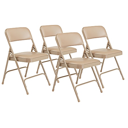 National Public Seating Series 1200 Folding Chairs, Beige, Set Of 4 Chairs