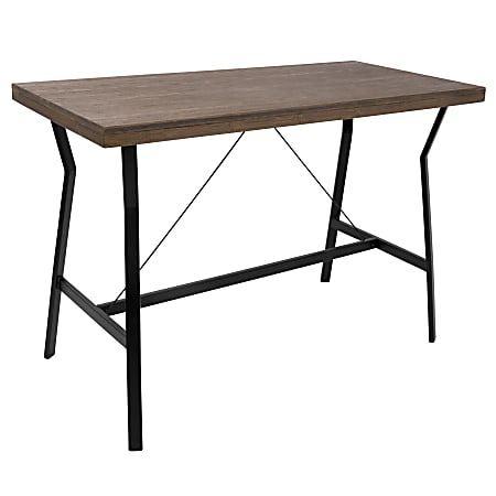 Lumisource Wishbone Industrial Counter Table, Rectangular, Walnut/Black