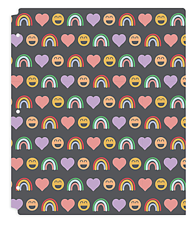 Office Depot® Brand Fashion 2-Pocket Poly Folder, 8-1/2" x 11", Hearts & Rainbows