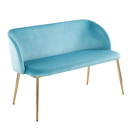 LumiSource Fran Glam Bench, Gold/Light Blue