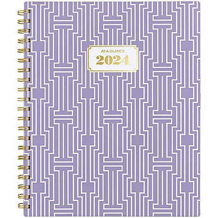 2024-2025 AT-A-GLANCE® BADGE 13-Month Weekly/Monthly Planner, 8-1/2" x 11", Purple Geo, January 2024 To January 2025, 1675G-905
