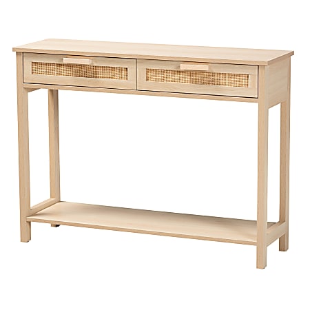 Baxton Studio Sebille Mid-Century Modern Console Table, 29-1/2”H x 39-7/16”W x 11-13/16”D, Light Brown