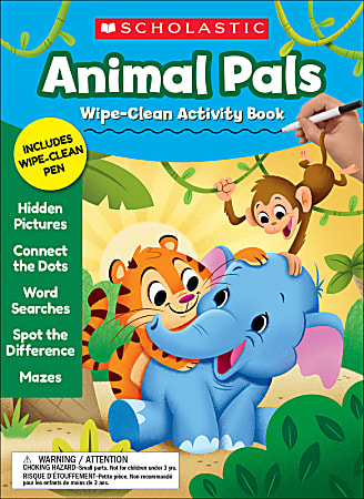 Scholastic® Animal Pals Wipe-Clean Activity Book, Preschool - Grade 1