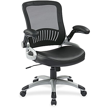 Office Star Work Smart Faux LeatherMesh Mid Back Chair BlackSilver