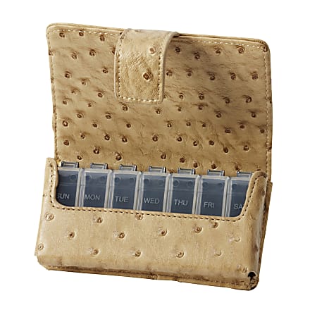 HealthSmart® Fashion 7-Day Travel Pill Organizer, Brown Ostrich